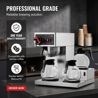 Cafetière à filtre automatique en acier inoxydable de qualité commerciale 2,2 L avec carafe isotherme et filtre à café