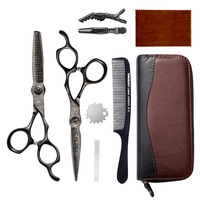 Ensemble de ciseaux de coiffure 6 pouces en acier inoxydable 9CR, ciseaux à effiler à dents plates et à dents en V pour usage en salon