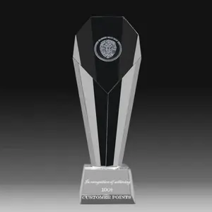 Custom Engraved K9 Crystal Column Trophy Award With Crystal Base For Corporate Souvenirs Gifts