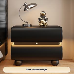 Table de Chevet Moderne en Bois Massif Peint, Classe E0, avec Tiroir et Lumière à Capteur pour <span class=keywords><strong>Chambre</strong></span> et Salon – Direct Usine - Product Image 6