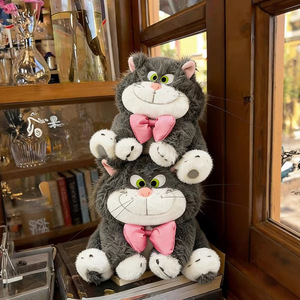 Peluche de Gato <span class=keywords><strong>Lucifer</strong></span> con Lazo y Logotipo Personalizado, Muñeco de Peluche de Gato Figaro, Juguete de Peluche, Almohada Suave, Regalo al por Mayor - Product Image 4