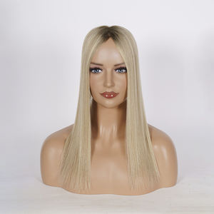 พร้อมส่งท็อปเปอร์ผมแท้ยุโรปสีบลอนด์บาเลยาจ  ฐานโมโน 5x5  พร้อมเคลือบ PU  ท็อปเปอร์ผมโมโนสีบลอนด์สำหรับผู้หญิง - Product Image 1