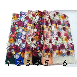 Tela <span class=keywords><strong>de</strong></span> encaje <span class=keywords><strong>de</strong></span> lujo para vestido <span class=keywords><strong>de</strong></span> noche y graduación, bordado <span class=keywords><strong>de</strong></span> flores rts 3d, con <span class=keywords><strong>volantes</strong></span>, en negro y gris, lsami, último diseño - Product Image 1