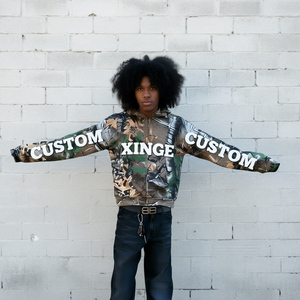 Sudadera con Capucha XINGE Personalizada con Estampado Digital de Camuflaje, Hombros Caídos, Talla Grande, 480 g/m², 100% Algodón Preencogido, con Cierre y Apliques Bordados para Hombre - Product Image 1