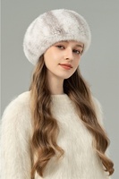 Béret en fourrure de vison véritable pour femme, vente en gros d'usine, chapeau d'hiver chaud et luxueux en fourrure de vison tricotée, couvre-chef pour femme
