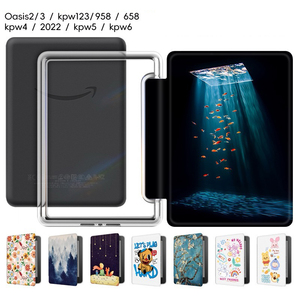 Para <span class=keywords><strong>Kindle</strong></span> paperwhite 6 pulgadas carcasa ligera transparente suave carcasa trasera inteligente Auto Wake Sleep PU Funda de cuero personalizada - Product Image 1