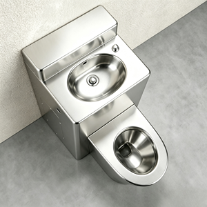 WC monobloc moderne en acier inoxydable <span class=keywords><strong>avec</strong></span> siphon en S anti-dommage et réservoir encastré pour toilettes, avions et trains à grande vitesse - Product Image 4