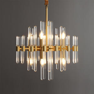 โคมไฟระย้าทองเหลืองพร้อมกระจกใสแชนเดอเลียร์ห้องนอนห้องนั่งเล่นทันสมัย - Product Image 1