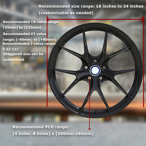 ZW mới cường độ cao màu đen bóng cho 6061 M3 17-19 inch 22x12 bánh xe hợp kim lõm giả mạo với bảo hành 5 năm - Product Image 3