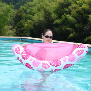 Bouée flottante semi-circulaire en forme de U avec filet, chaise longue aquatique pour adultes, jouet de loisirs pour piscine - Product Image 2