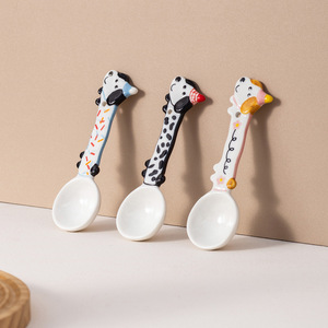 Ensemble de cuillères en céramique à motifs de dessins animés, petites cuillères à dessert, cuillères à café, cuillères à mélanger réutilisables, vaisselle - Product Image 3