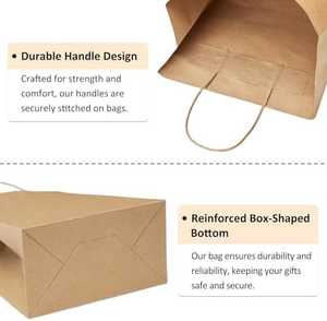 Sacs cadeaux en papier kraft 8 x 4,25 x 10 pouces marron, 200 pièces, sacs d'emballage en vrac pour fêtes et vente au détail - Product Image 3