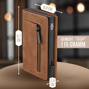 Tri Fold Magnetic Card <b>Holder</b> For Men Dark Brown Genuine Leather 5 Inch RFID Protection <b>Wallet</b> Everyday Use - Product Image 2