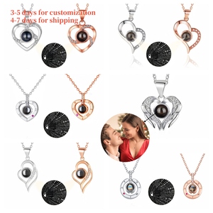 Collar de memoria personalizado amor corazón mariposa Cruz colgante de acero inoxidable <span class=keywords><strong>te</strong></span> <span class=keywords><strong>amo</strong></span> collar 100 <span class=keywords><strong>idiomas</strong></span> collar de proyección - Product Image 1