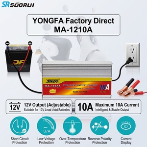 Chargeur de batterie lithium-ion YONGFA 10A 12V avec mode de charge triphasé/quadrphasé et ampèremètre à aiguille utilisant la technologie pulsée - Product Image 1