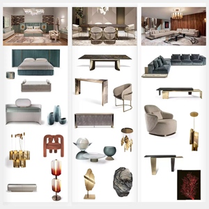 Canapé en L de luxe moderne pour villa, mobilier haut de gamme, solution de sourcing unique et complète pour villas et maisons de luxe - Product Image 1