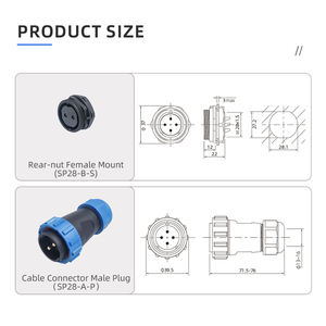 SP28航空プラグIP68バックナット防水2 3 3 4 5 6 7 8 9 10 12 14 16ピンプラグソケット電気ケーブルコネクタ - Product Image 6
