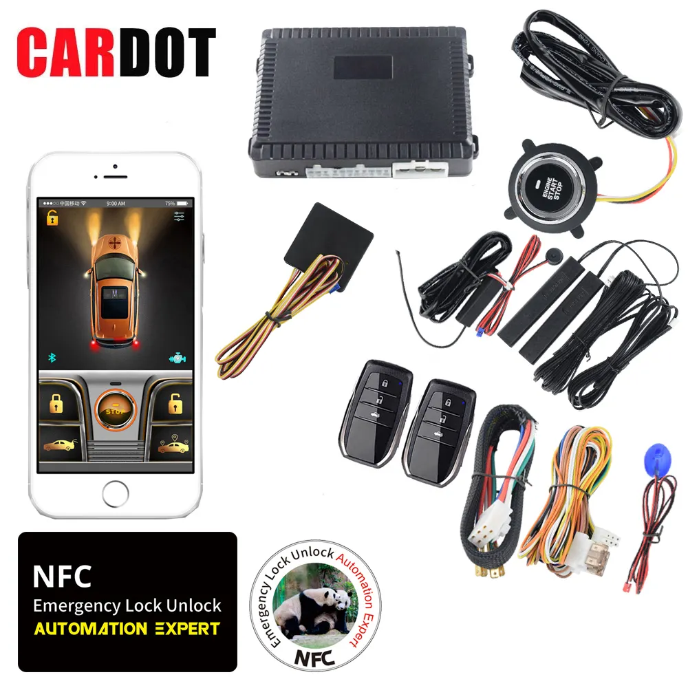 Drop Shipping KOL Cardot NFC Pke avvio del motore remoto Stop auto senza chiave + allarmi