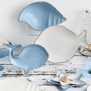 Plato de cerámica personalizado con forma de <span class=keywords><strong>ballena</strong></span> para <span class=keywords><strong>restaurante</strong></span>, vajilla de estilo Popular, precio Factor - Product Image 2