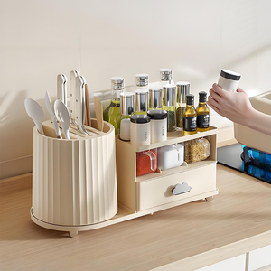 Cubo de Plástico Extraíble con Rotación para <span class=keywords><strong>Cocina</strong></span>, Soporte para Cuchillos, Cajón Organizador, Estante para Botellas de Especias, Cuchara, Almacenamiento - Product Image 5
