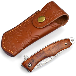 Cao cấp Damascus thép gấp túi dao gỗ phổ biến xử lý handmade da vỏ bọc tùy chỉnh OEM phổ biến sưu tập - Product Image 2