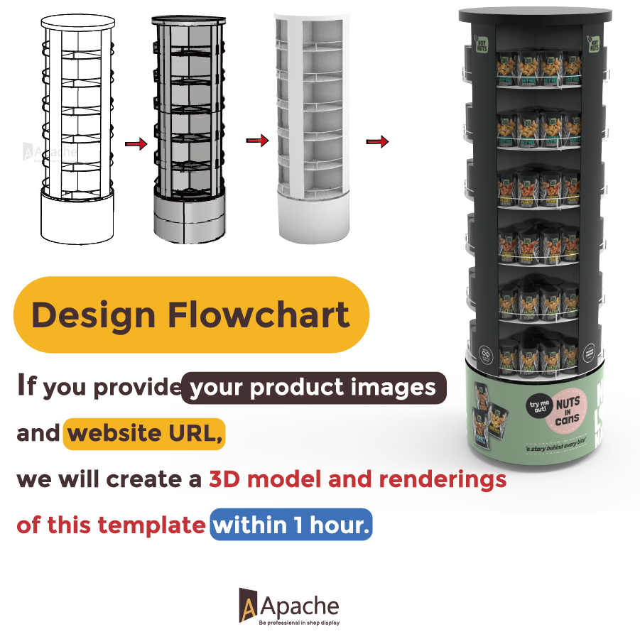 Apache Customized Rotating Display Shelf Snack Display Stand Retail Snack Display Stand for Shop — view 5