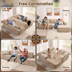 Sofá Seccional Modular en Forma de L de Lujo, Tapizado en Corduroy, Comprimido al Vacío, para Decoración Moderna del Hogar - Product Image 5