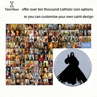 Collier personnalisé avec chaîne en émail, image de Jésus, de la Vierge Marie, de Saint Charles et de l'archange Michel - FL007
