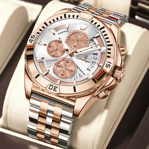 Montre-bracelet sportive pour homme POEDAGAR, étanche, chronographe lumineux, quartz, montres pour homme décontractées, acier inoxydable - Product Image 1