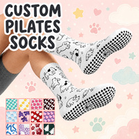 Chaussettes de sport personnalisées mignonnes, antidérapantes, respirantes, brodées pour femmes, idéales pour le yoga et le Pilates, modèle New East Reformer Grip.