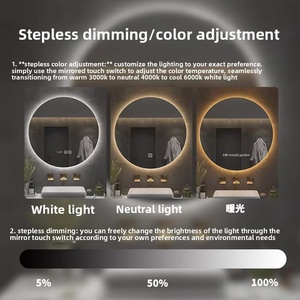 Venta Directa de Fábrica, Accesorios de <span class=keywords><strong>Baño</strong></span>, <span class=keywords><strong>Espejo</strong></span> de <span class=keywords><strong>Baño</strong></span> LED Inteligente, <span class=keywords><strong>Espejo</strong></span> de Pared sin Marco con Función Antivaho y Regulable, OEM/ODM - Product Image 4