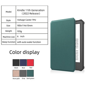 Coque arrière de luxe en cuir PU souple en Silicone TPU, étui de protection intelligent Ebook pour Amazon <span class=keywords><strong>Kindle</strong></span> 11e génération, vente en gros, 2022 - Product Image 6