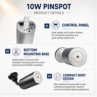 Mini Lámpara Pinspot Inalámbrica 2.4G de 10W con Batería LED, Control DMX IR para Fiestas, KTV, Discotecas