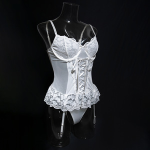 Ruiyi Sexy Wit Bruids Lingerie Babydoll Kant Tweedelig Sexy Ondergoed Dames Lingerie Set - Product Image 5