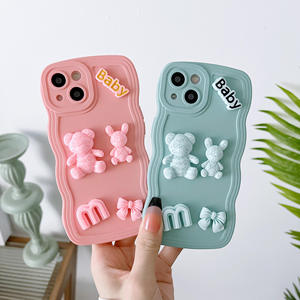 เคส TPU ลายการ์ตูนรูปหมีแบบหยักสายคล้องคอน่ารักพร้อมเคสป้องกันเลนส์ด้านหลังเป็นซิลิโคนสำหรับเคส iPhone - Product Image 3