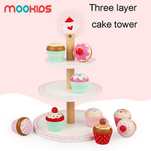 Maison pour enfants en bois à trois couches support à gâteau cuisine maison après-midi thé crème glacée crème glacée Dessert jouets - Product Image 3