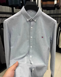 <span class=keywords><strong>Camisa</strong></span> de Algodón Twill de Manga Larga <span class=keywords><strong>para</strong></span> <span class=keywords><strong>Hombre</strong></span> <span class=keywords><strong>Tommy</strong></span>, Fácil Cuidado, Color Sólido, Hilado Oxford, Primavera Otoño, Casual de Negocios, Versátil - Product Image 2