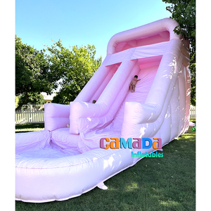 Nuevo tobogán inflable pequeño de color rosa pastel Popular <span class=keywords><strong>con</strong></span> <span class=keywords><strong>piscina</strong></span> tobogán de agua comercial Rosa Tobogán acuático Aquatique - Product Image 2