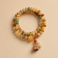 Bracelet en graines de Bodhi multicolores, simple ou double tour, perles d'abaque, breloque en forme de capsule de lotus, bijoux de méditation extensibles, unisexe, vente en gros
