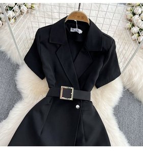 Combinaison noire pour femme - Combinaison courte formelle à manches courtes - Vêtements pour femme - Mode - Product Image 5