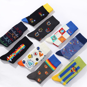 200N Cotton Rainbow <strong>Pride</strong> Love Heart Jacquard Crew <strong>Socks</strong> Valentine's Day Strip Butterfly Peace Sign Men Fashion Casual <strong>Socks</strong> - Product Image 5
