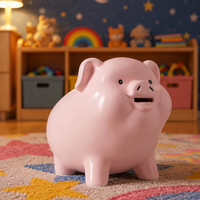 Tirelire en céramique bleue en forme de cochon, pot à monnaie pour la décoration intérieure, cadeau, tirelire en forme de cœur rose pour filles et garçons