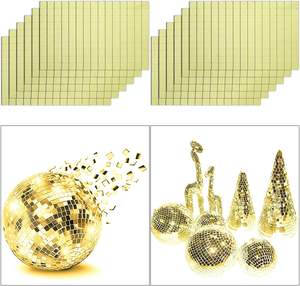 Mini Piastrelle <span class=keywords><strong>a</strong></span> Mosaico Quadrate in Vetro, <span class=keywords><strong>Specchio</strong></span> Dorato Autoadesivo per Fai da Te, Decorazione Natalizia <span class=keywords><strong>a</strong></span> Sfera 10x10 - Product Image 6