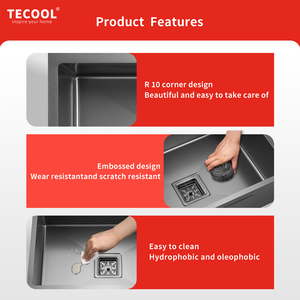 纳米表面定制台面安装单槽转角设计SS304不锈钢厨房水槽 - Product Image 6
