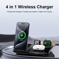 Nouvel adaptateur de chargeur sans fil 4 en 1 R11S, adaptateur secteur de bureau pour iPhone 16 15 14 13, montre, écouteurs, horloge multifonctionnelle, lumière