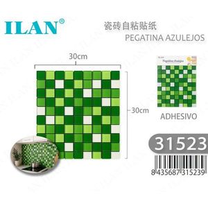 Adesivi per Piastrelle Ilan Autoadesivi 30x30cm, Mosaico Verde per Decorazione Cucina e Bagno - Product Image 1