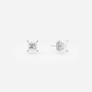 Boucles d'oreilles vintage minimalistes en or jaune 14 carats avec diamants de laboratoire - Product Image 4