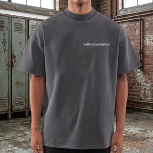 T-shirts unisexes surdimensionnés en coton tricoté 100 % personnalisés, sérigraphiés, 350 g/m², coupe courte, effet vieilli, délavés à l'acide, effet soleil éclairé - Product Image 2