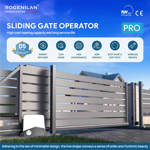 Puertas de entrada al aire libre eléctricas deslizantes retráctiles de aluminio de apertura automática del fabricante de China Rogenilan para apartamento - Product Image 4