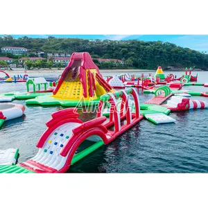 New design water obstacle course cost, aqua park inflatable floating beach water park